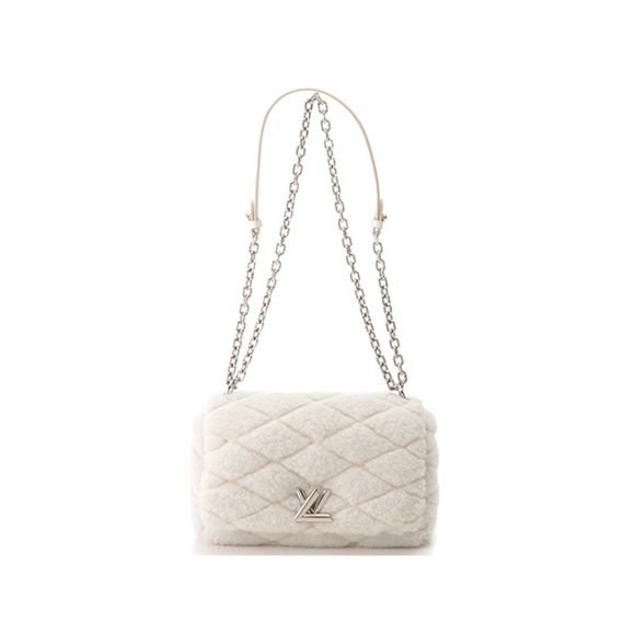 Louis Vuitton Twist Lock Fur Chain Shoulder Leather White Shoulder Bag - Picture 1 of 8